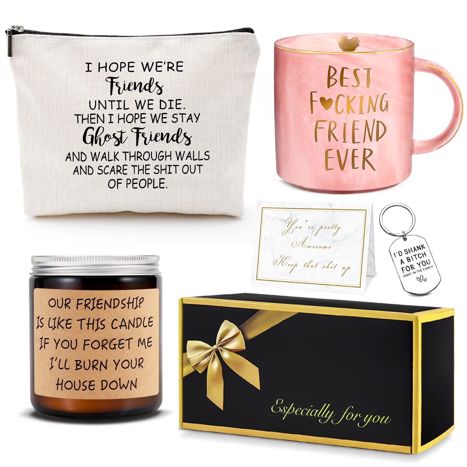 Taza YENCHORN para la mejor amiga, 12 onzas con incrustación dorada.