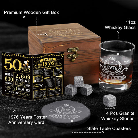 YeohJoy caja de madera para regalo, presentación elegante para 50º aniversario.