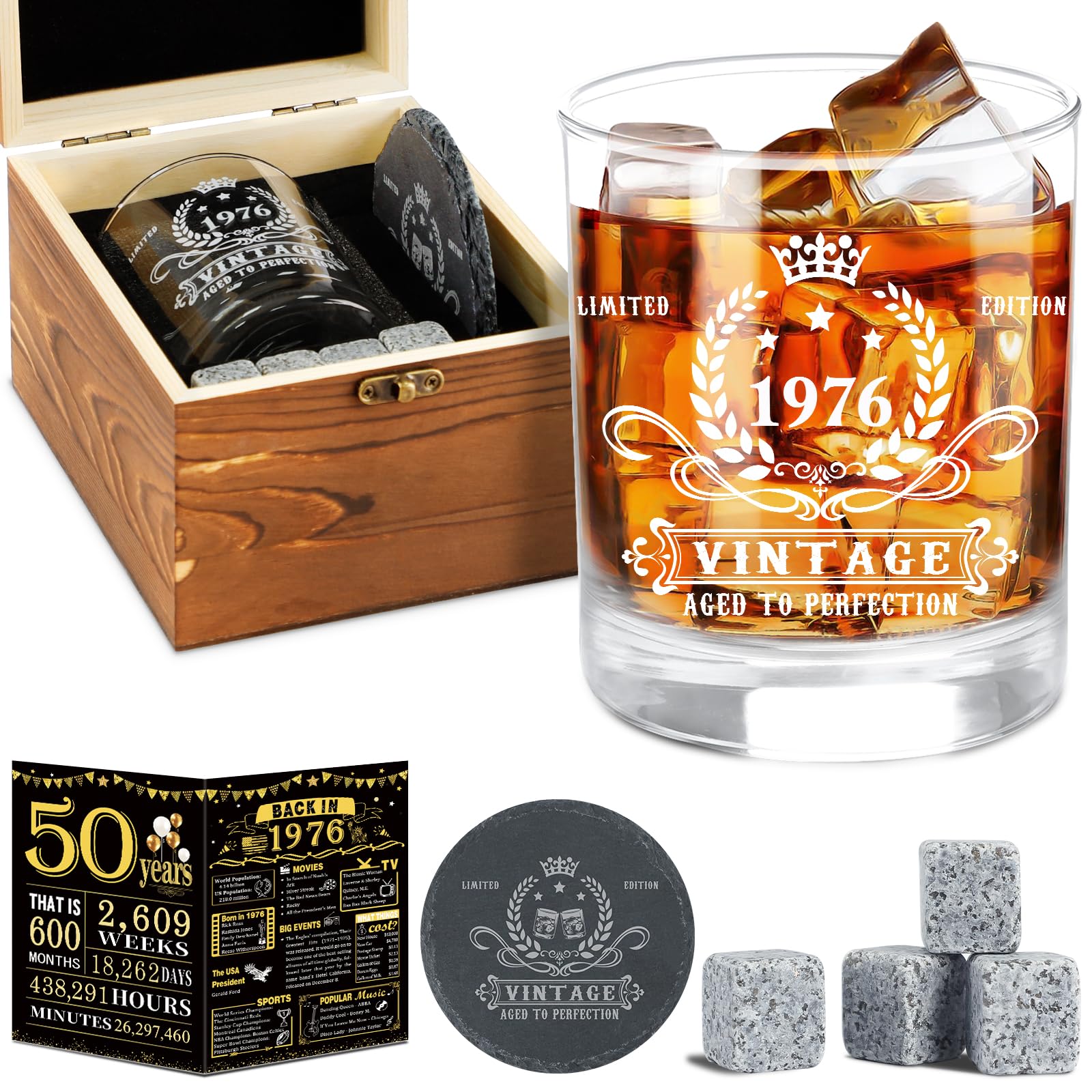 YeohJoy vaso whisky de base gruesa, ideal para brindis de aniversario vintage.