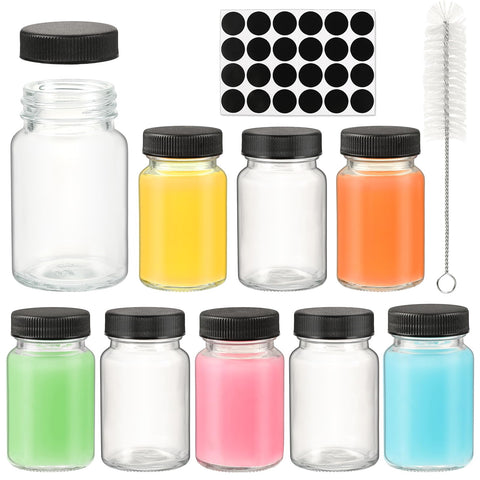 Botellas mini de vidrio Yephets de 60 ml con tapas negras para evitar derrames