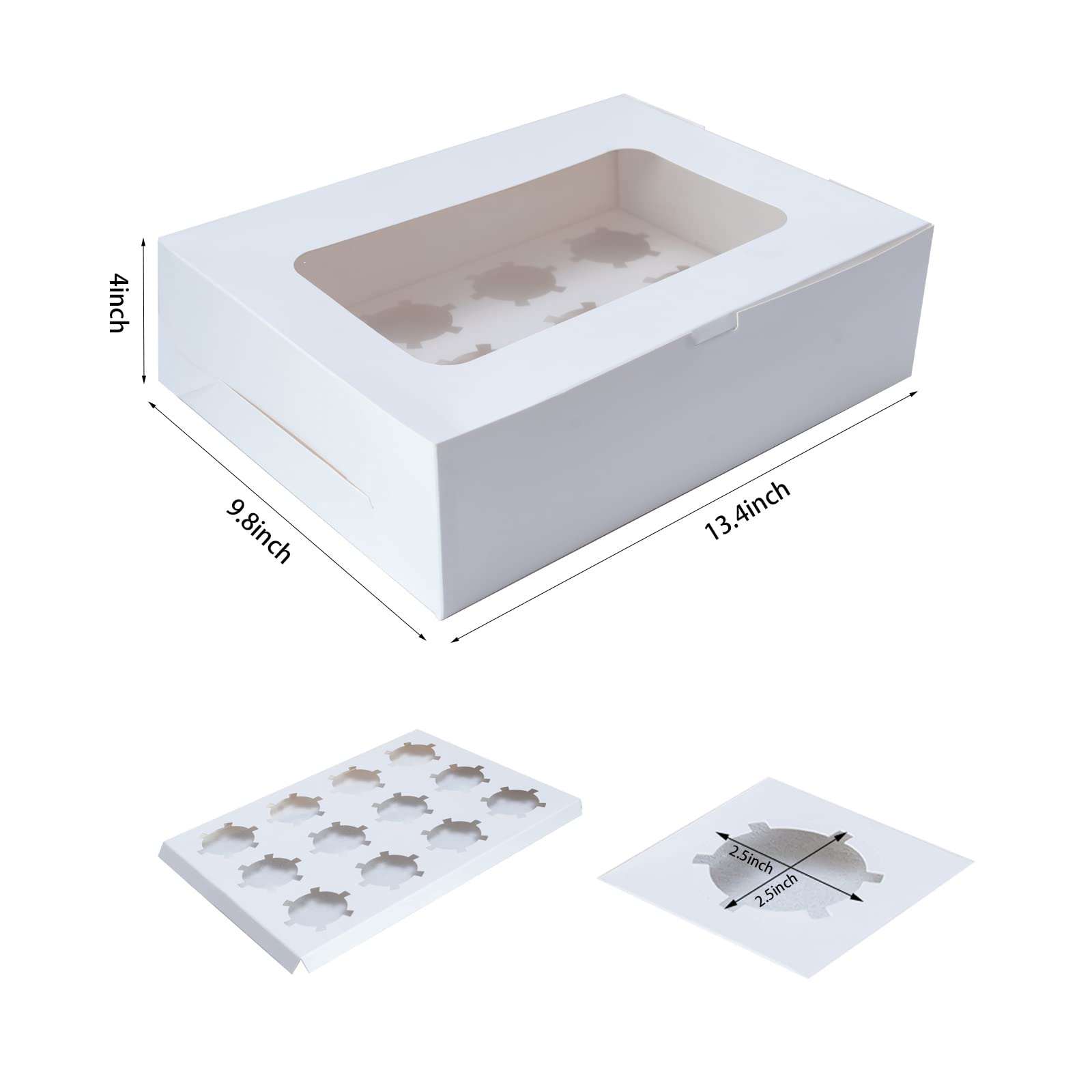 Yeplan cajas para magdalenas con dimensiones 13,4 x 9,8 x 4 pulgadas para empacar