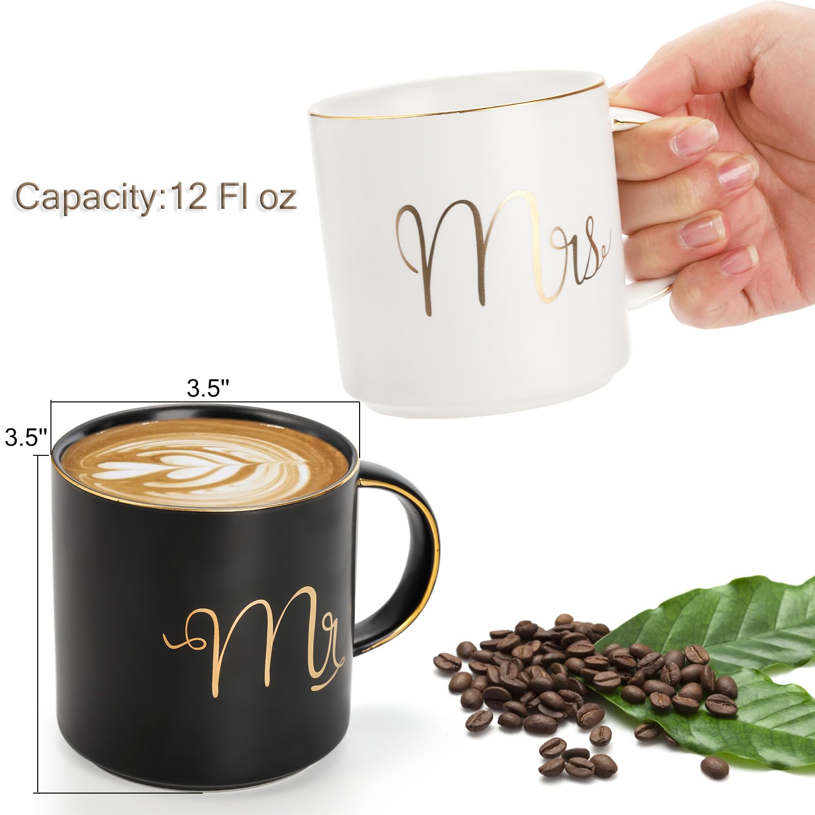 Yesland, taza señor y señora 12 oz dorso, uso diario.