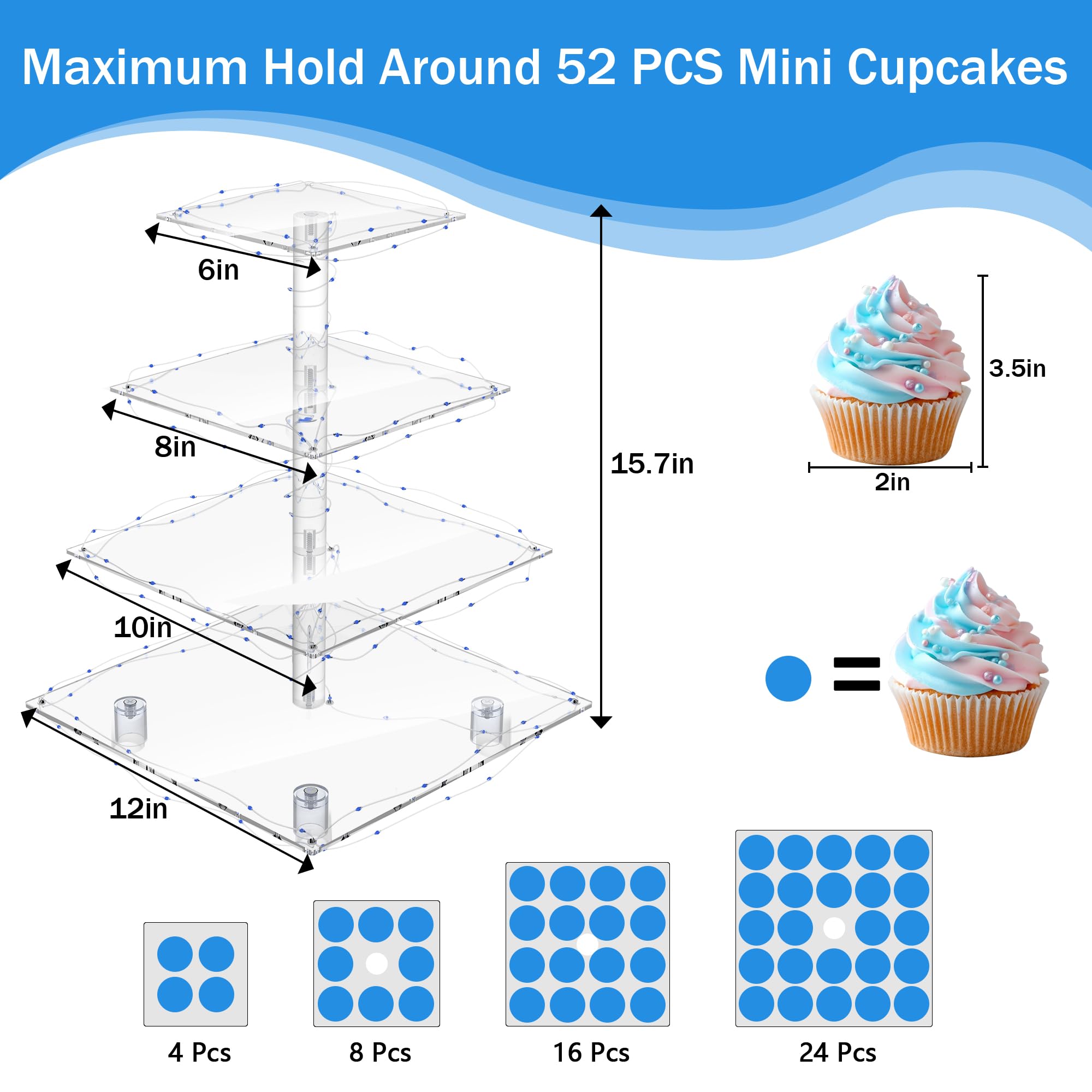 YestBuy capacidad para 52 cupcakes, presentación impresionante.