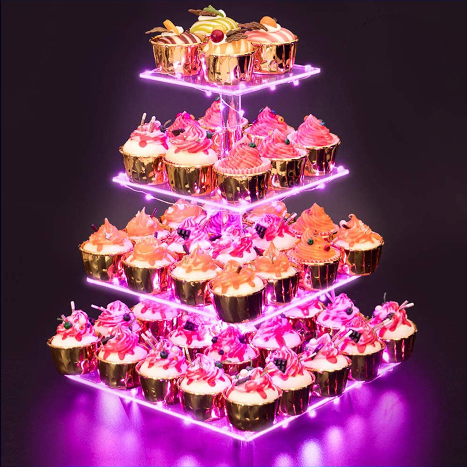 YestBuy Cupcake Stand de cuatro niveles exhibe postres con elegancia