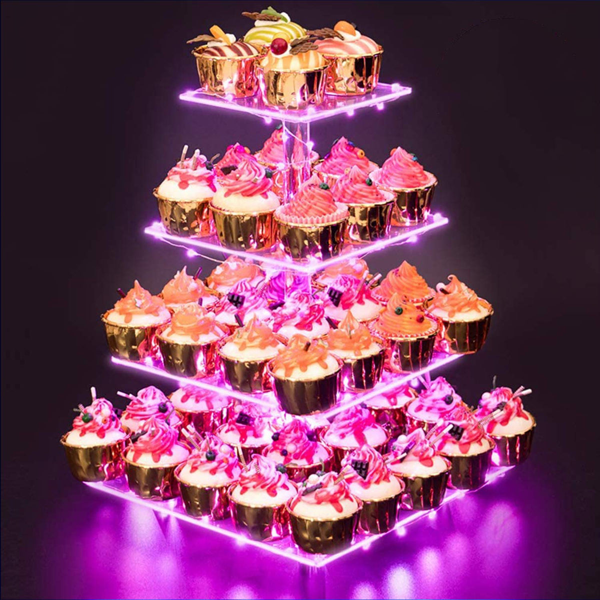 YestBuy Cupcake Stand de cuatro niveles exhibe postres con elegancia
