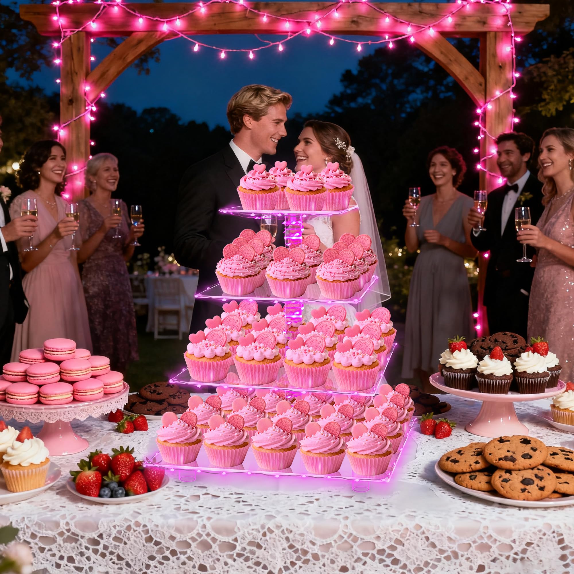 YestBuy Cupcake Stand nudo de cobre embebido base estable