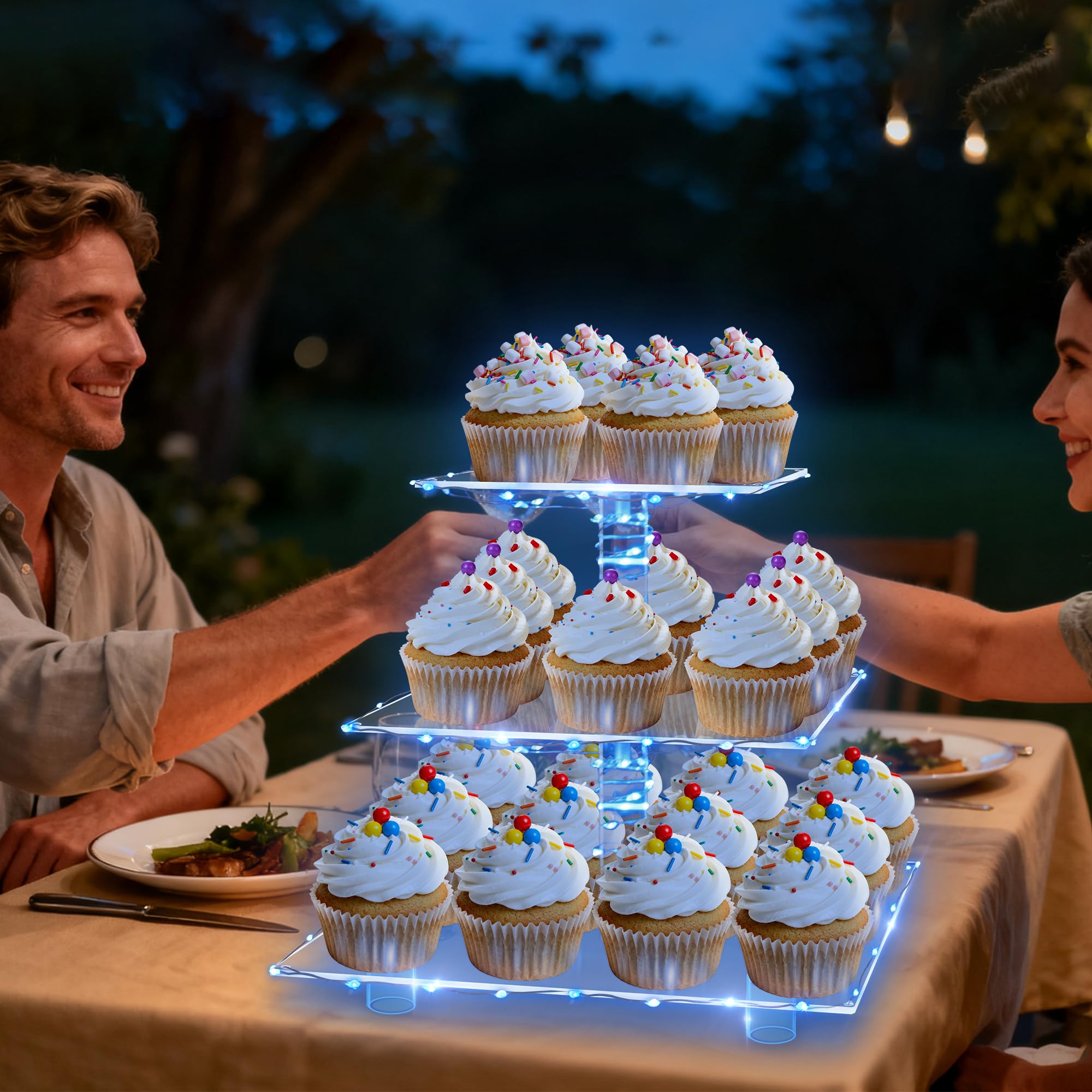 Luz azul LED incluida para crear ambiente en eventos