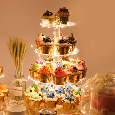 YestBuy torre de 4 niveles para cupcakes y tartas pequeñas.