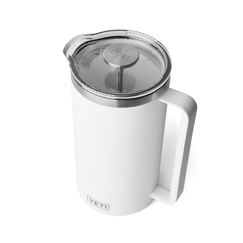 YETI Rambler 64 oz Prensa Francesa blanca con filtro para sabor equilibrado