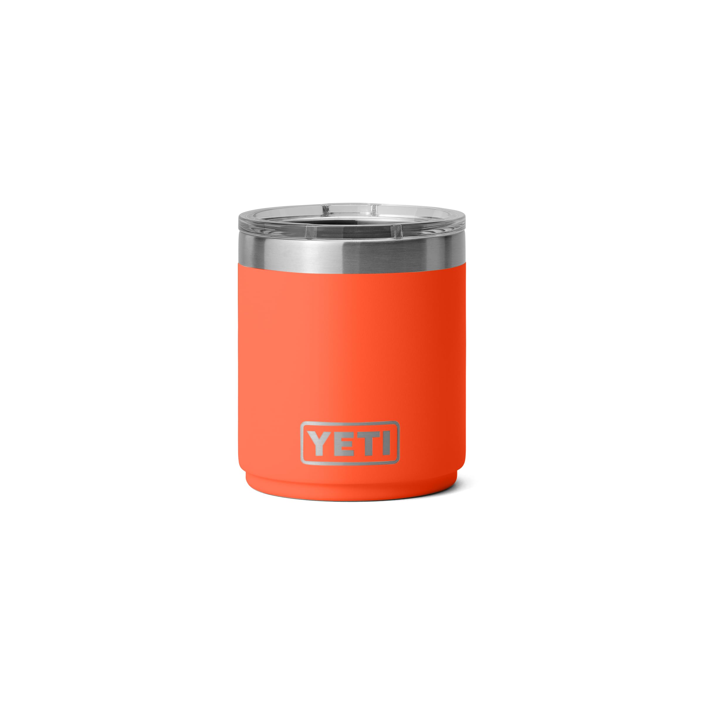 Vaso YETI Rambler 10 oz apilable, vista frontal, color papaya.