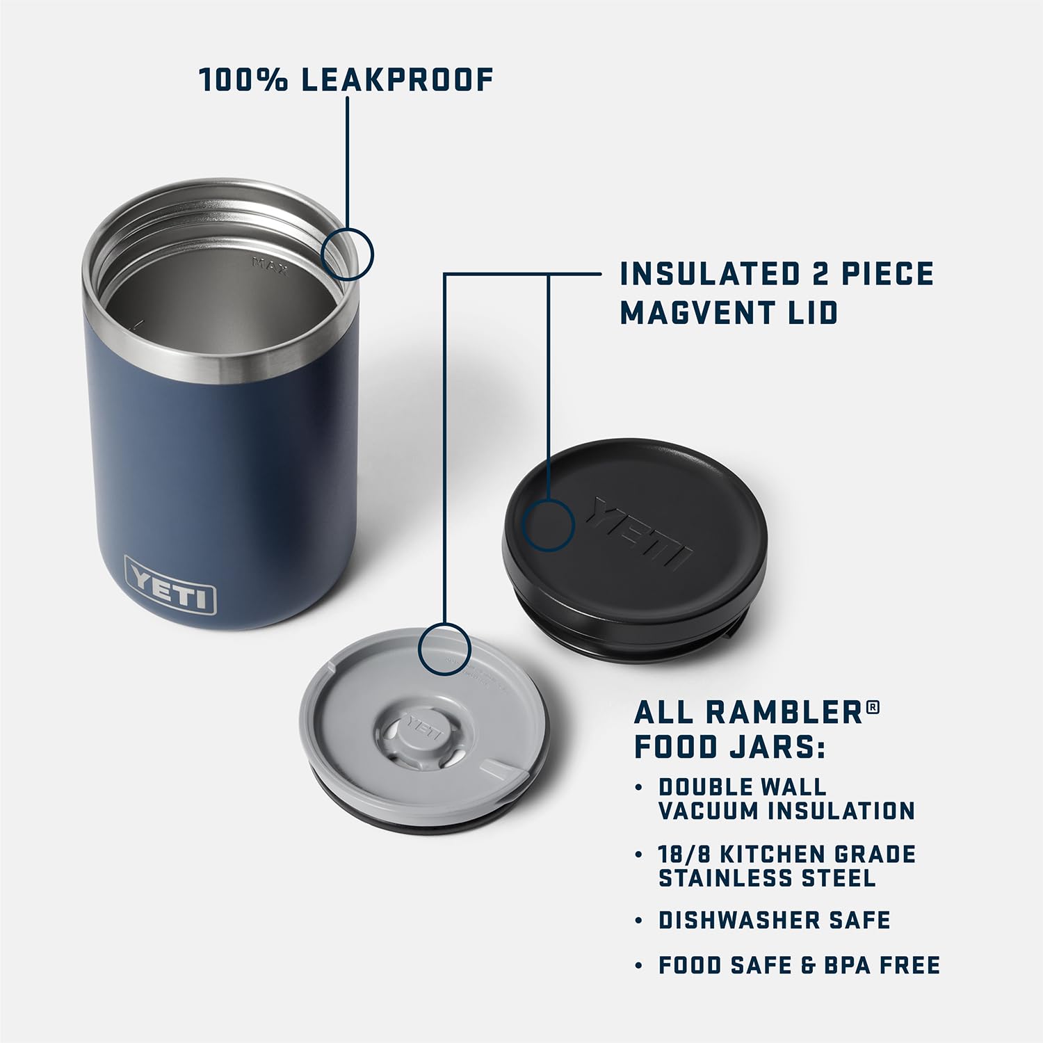 Rambler de YETI con aislamiento de doble pared para conservar temperatura.