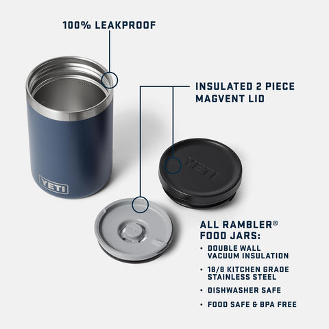YETI Rambler tarro de 16 oz con aislamiento al vacío mantiene comida caliente o fría