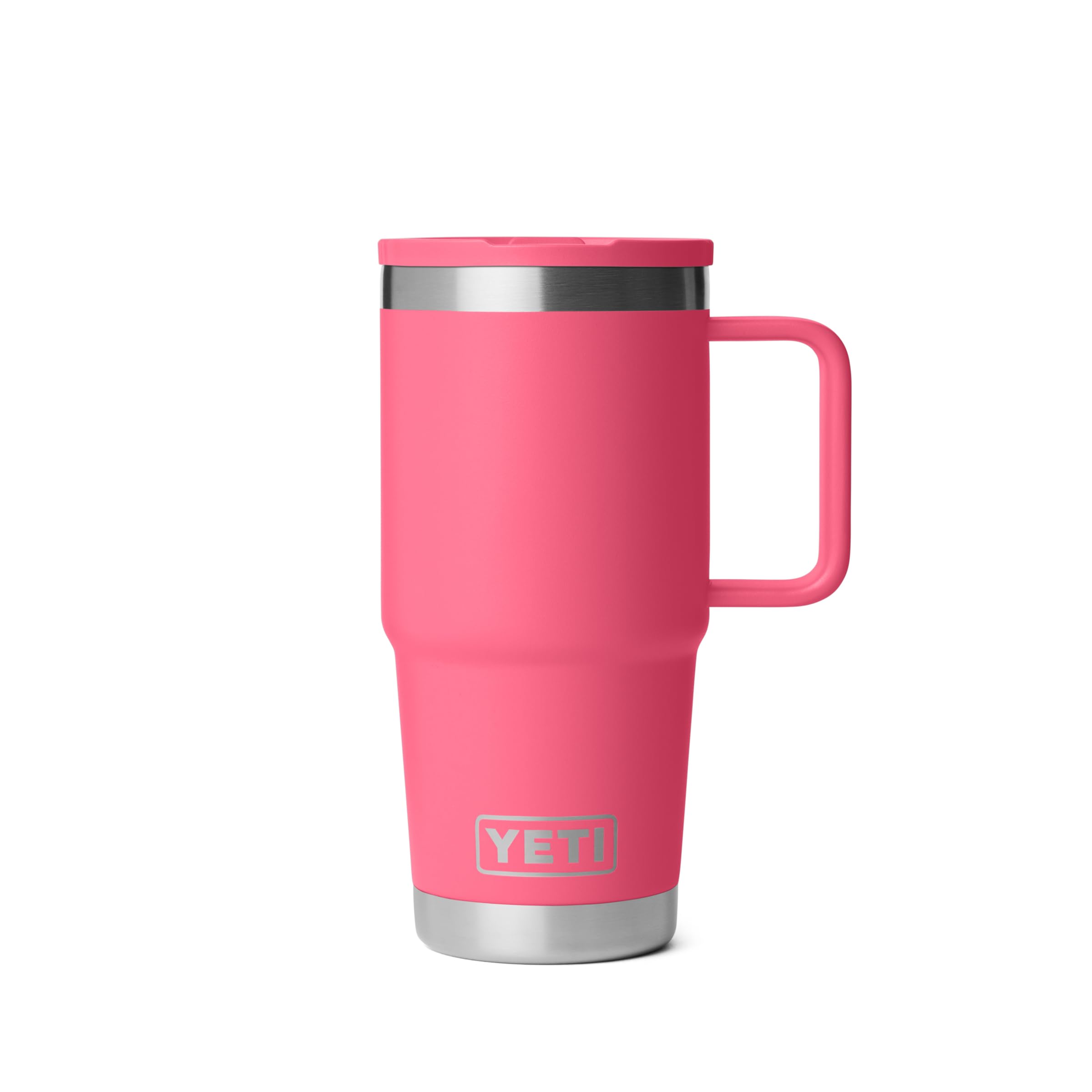 YETI Rambler 20oz con tapa paja voltea rápido para evitar derrames durante viajes y desplazamientos.