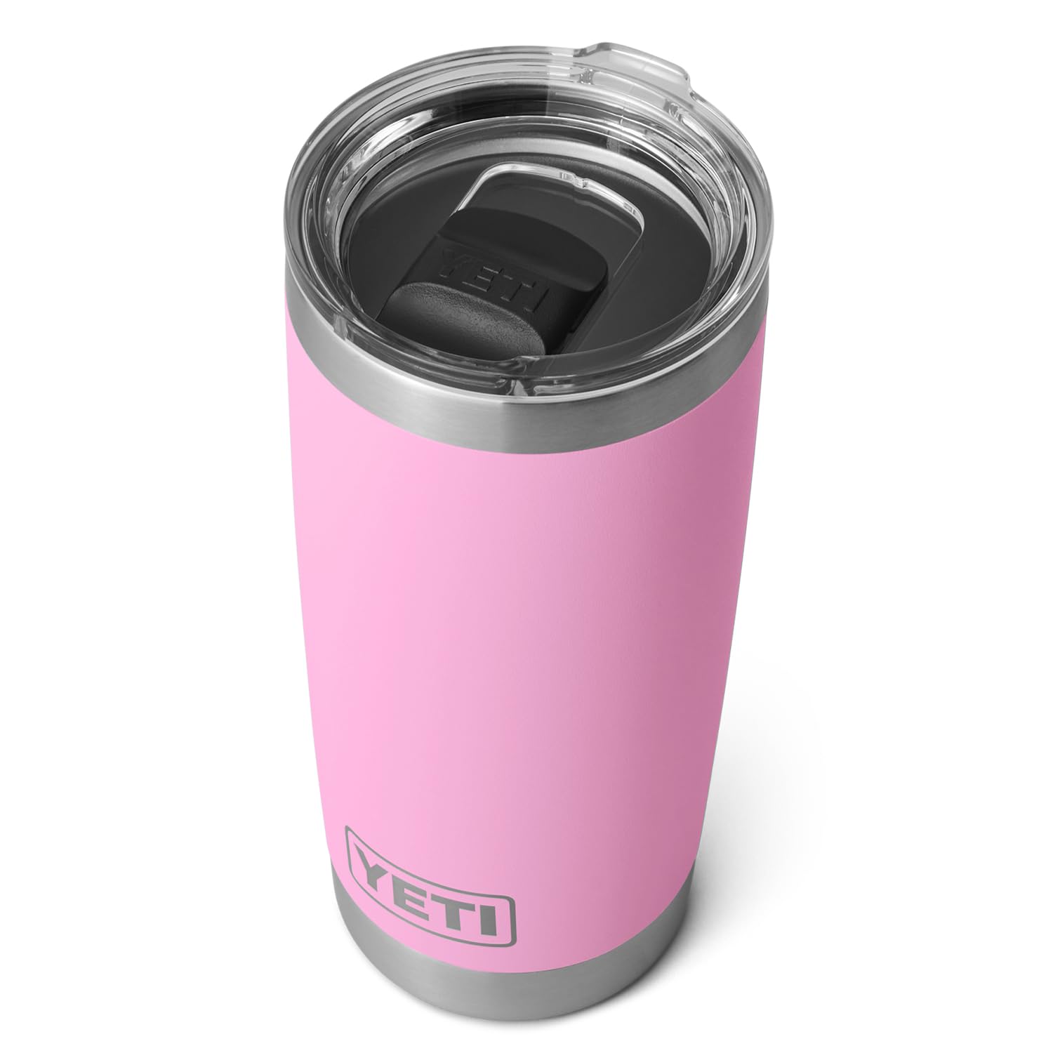 YETI Rambler 20 oz vaso de acero inoxidable mantiene bebidas a temperatura estable.