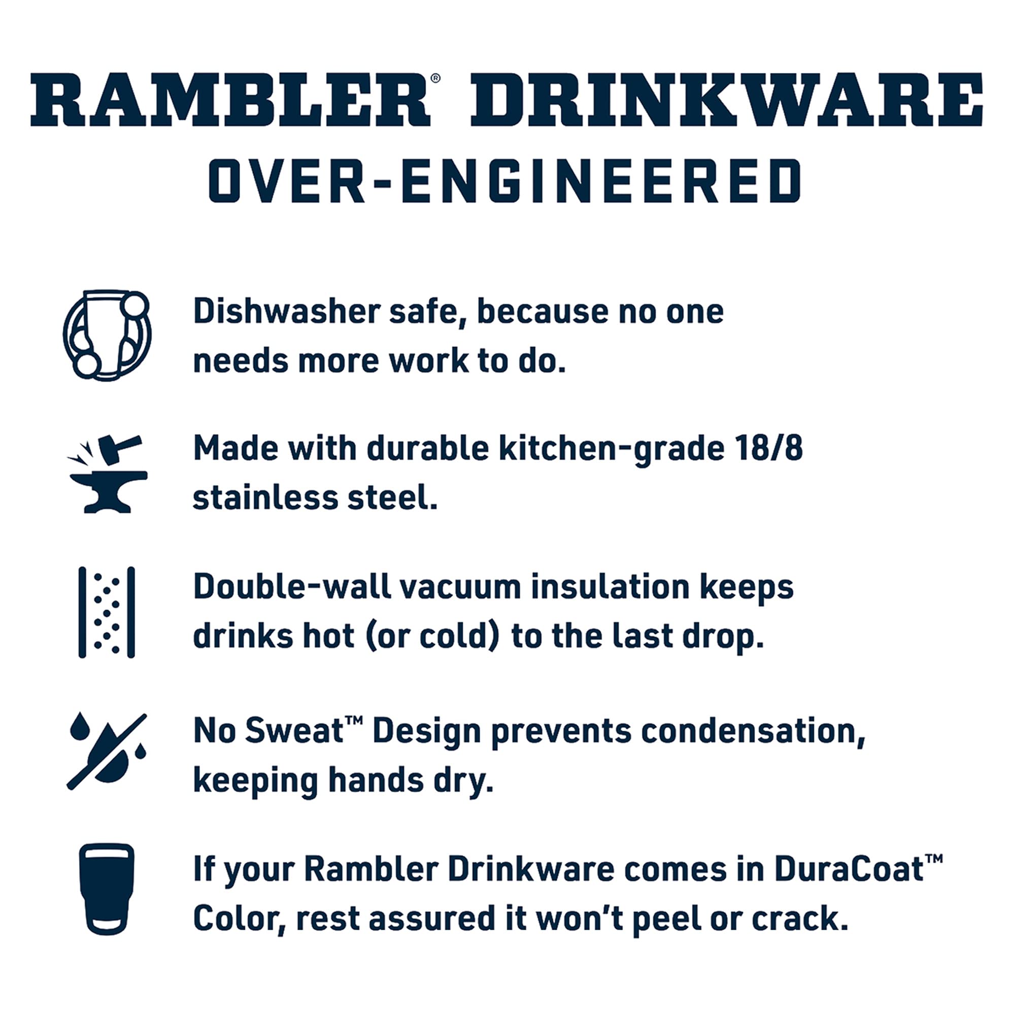 YETI Rambler 25oz apto lavavajillas, limpieza fácil.