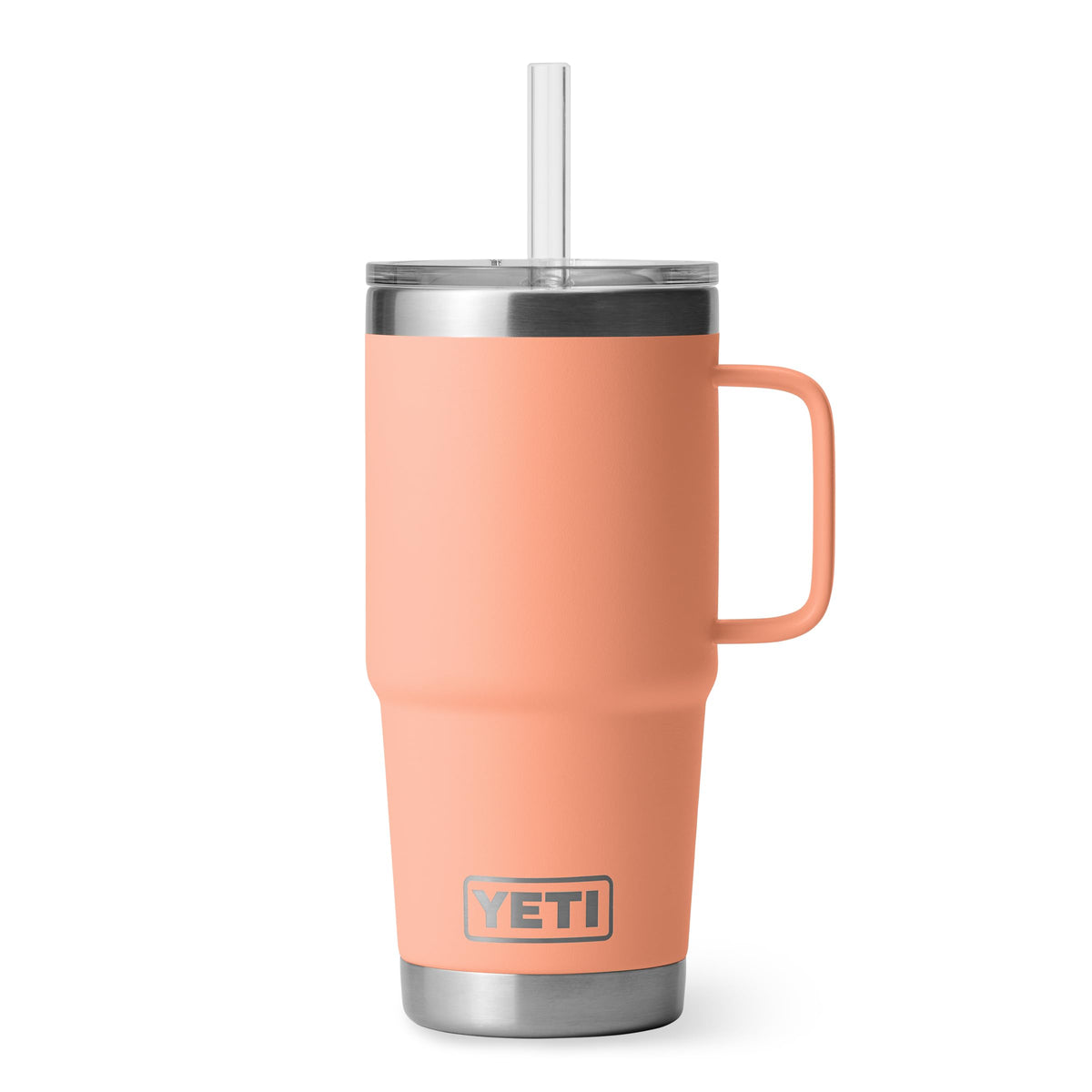 YETI Rambler 25 oz con Asa y Tapa de Sorbo – Vaso de Viaje con Aislamiento al Vacío, Acero Inoxidable, Color Durazno