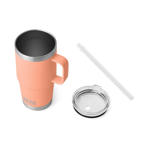 YETI Rambler 25 oz con Asa y Tapa de Sorbo – Vaso de Viaje con Aislamiento al Vacío, Acero Inoxidable, Color Durazno