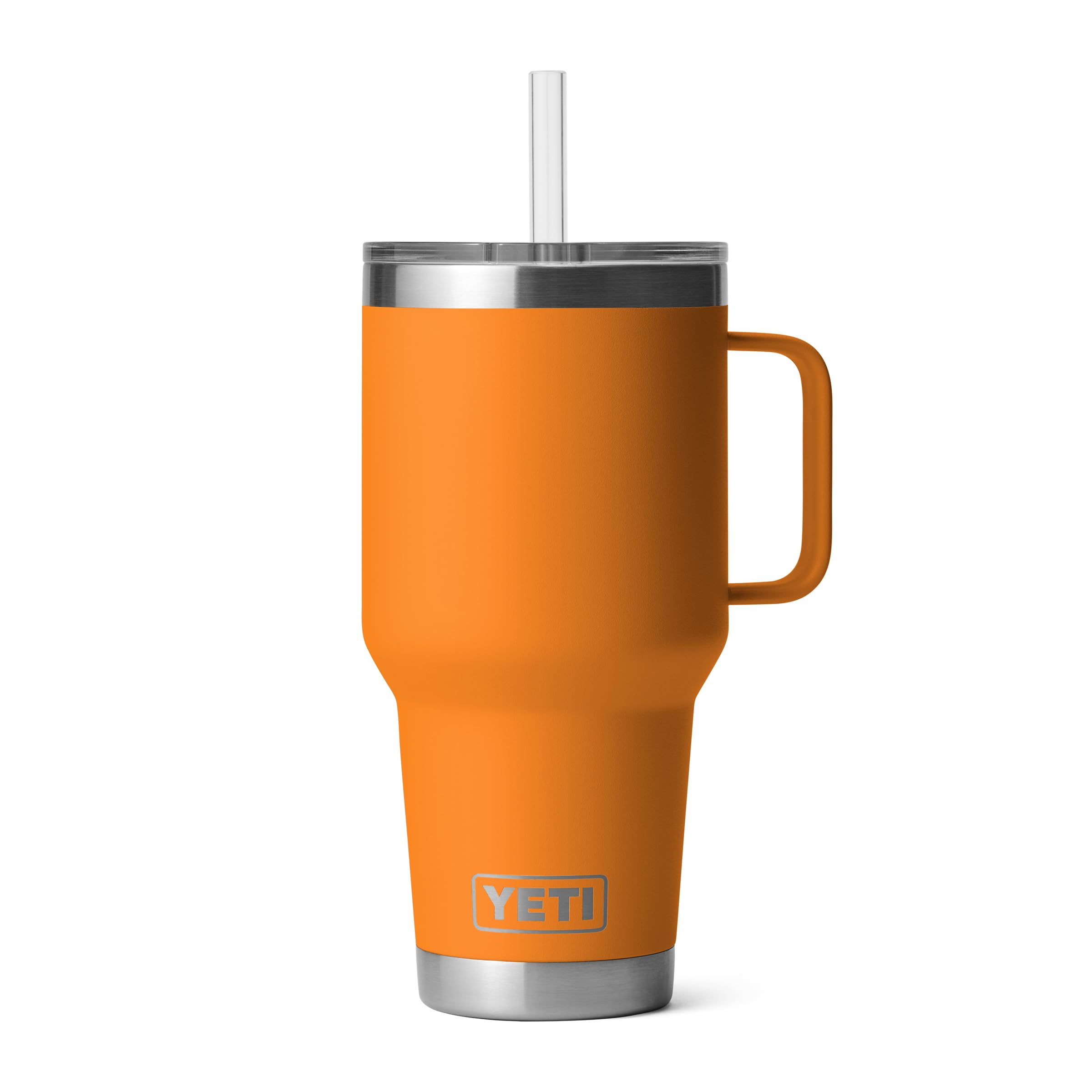 YETI Rambler 35 oz frente con mango ergonómico para transporte cómodo