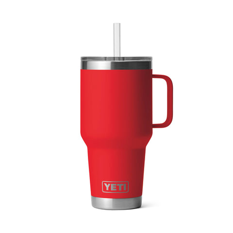 YETI Rambler 35 oz con asa ergonómica, ideal para uso diario.