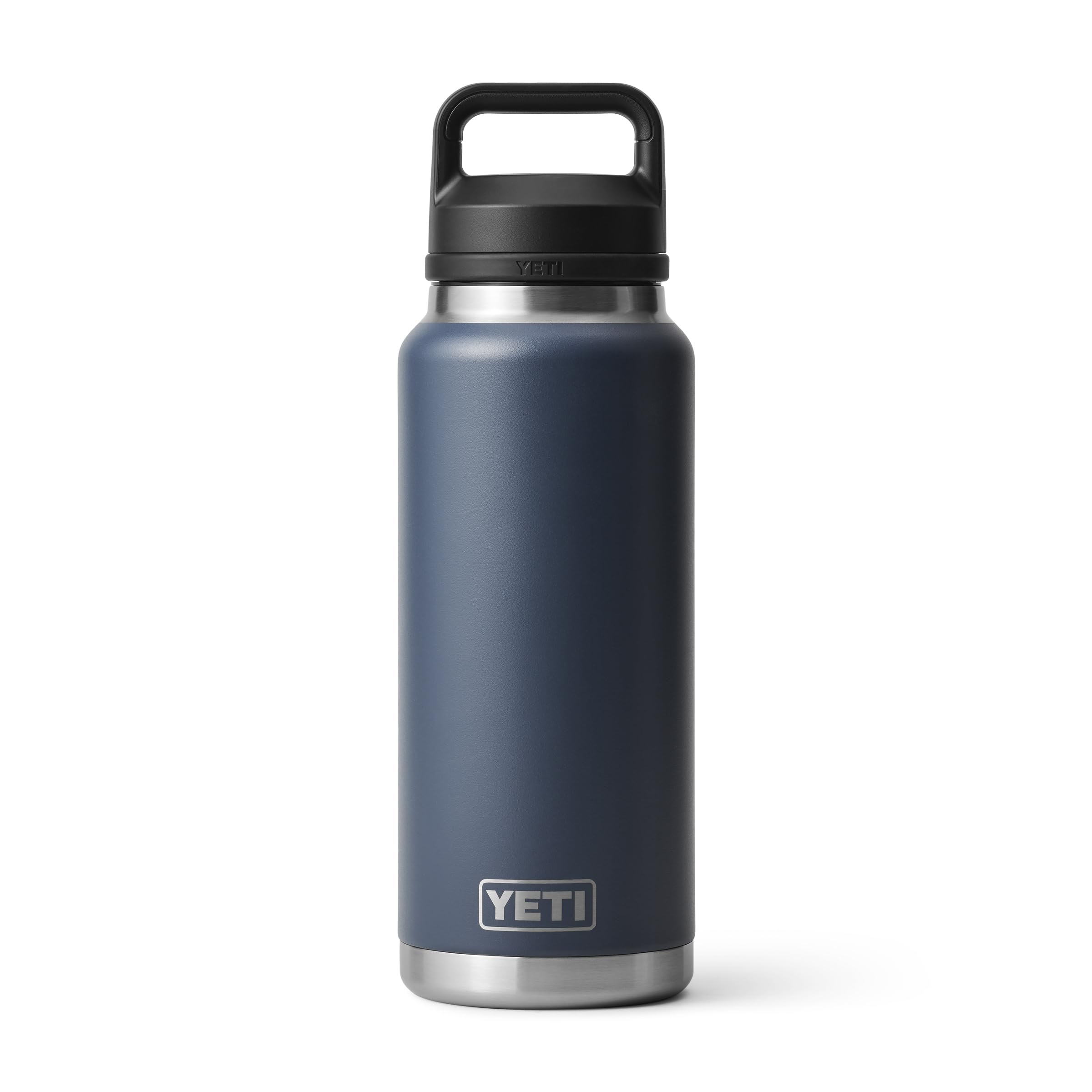YETI Rambler 36 oz frente de botella navy, ideal para aventuras al aire libre