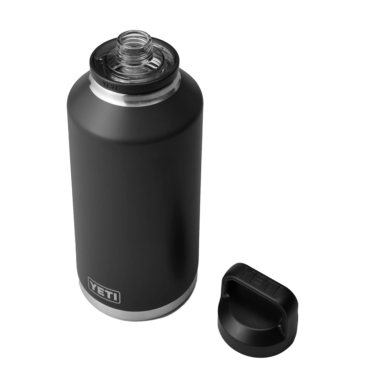 YETI Rambler 64 oz, botella aislada para mantener frío en excursiones.