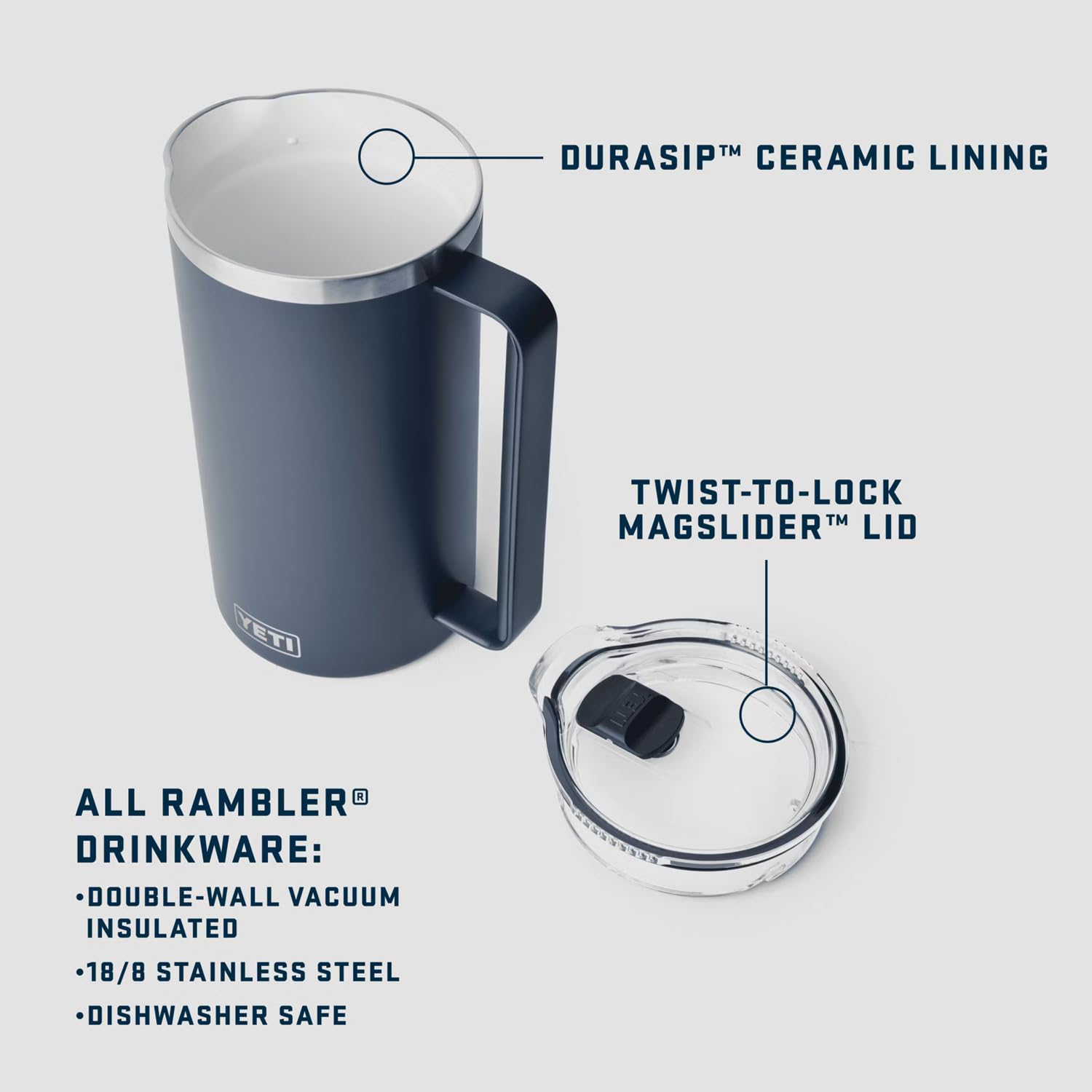 YETI Rambler 64 oz con aislamiento al vacío mantiene bebidas frías o calientes