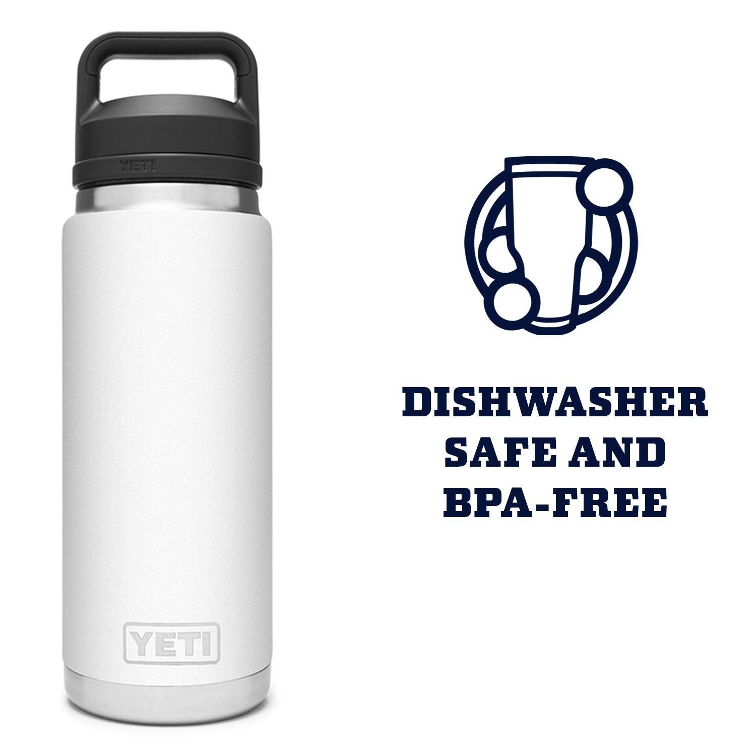YETI Rambler apta lavavajillas, limpieza rápida.