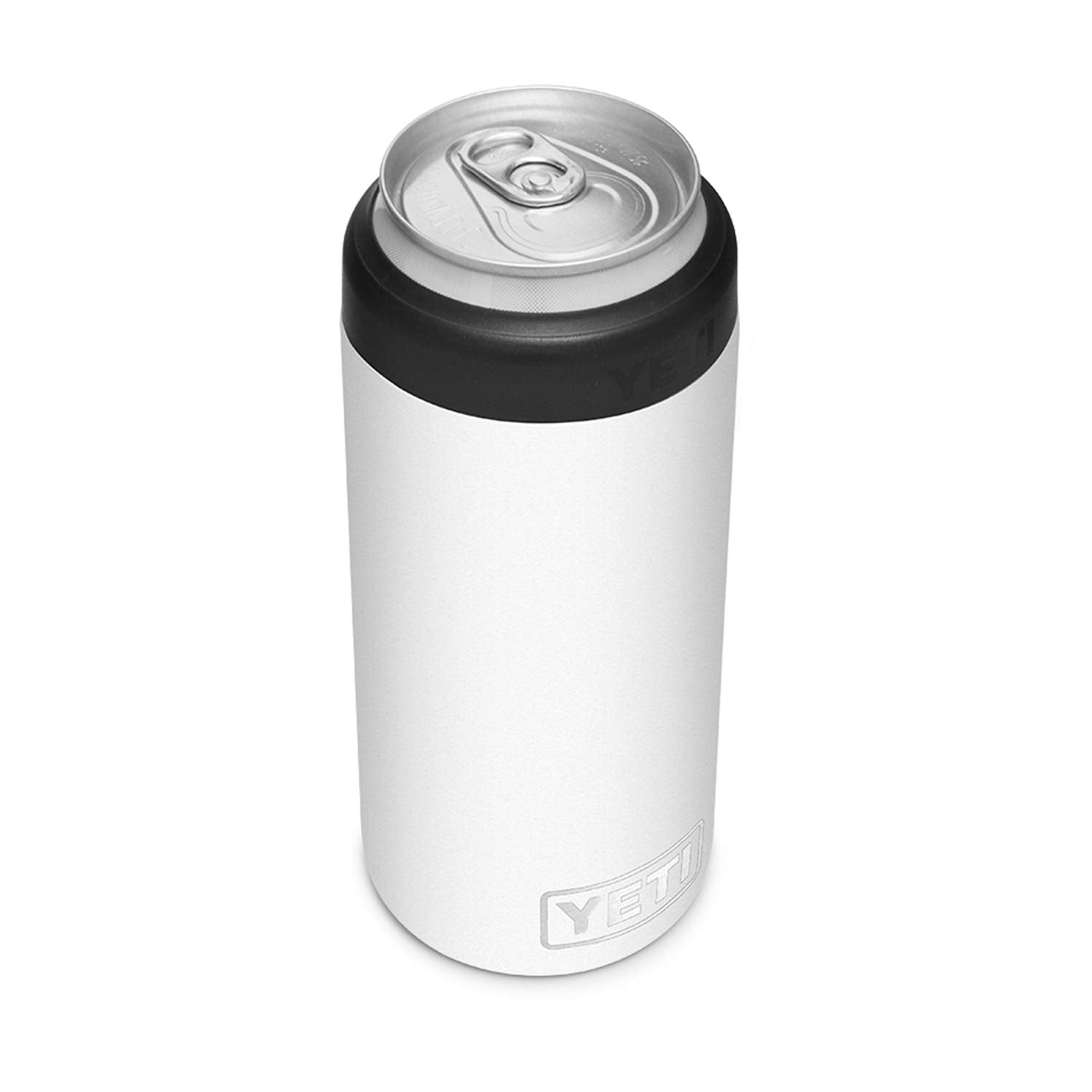 El YETI Rambler Colster Slim 12 oz, vista frontal, ayuda a conservar la bebida fría.