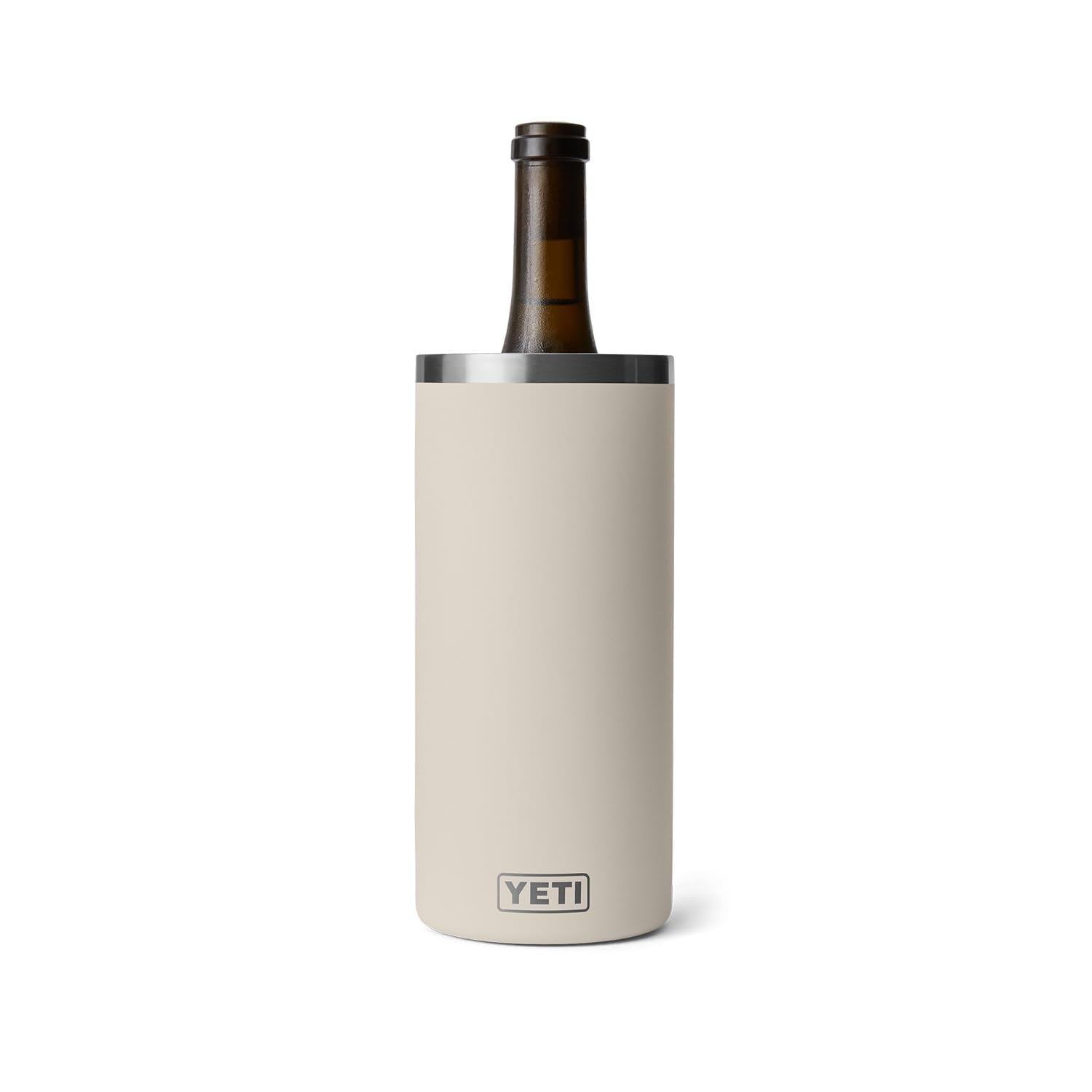 YETI Rambler enfriador de vino, tapa taupe, mantiene estable la botella en exteriores