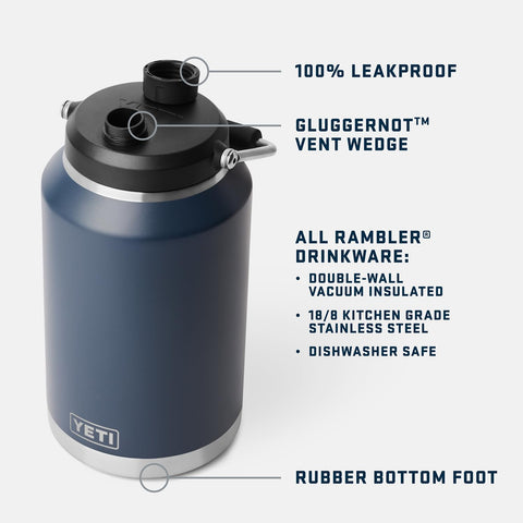 YETI Rambler Gallón 2.0 con MagDock que mantiene la tapa al alcance.