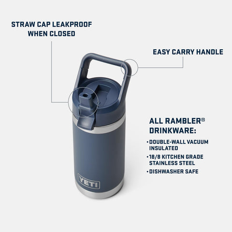 Tapa sorbo YETI Rambler Jr cerrada evita fugas durante juego.