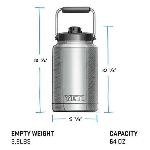 YETI Rambler Galón: diseño sin sudor evita manchas y resbalones.