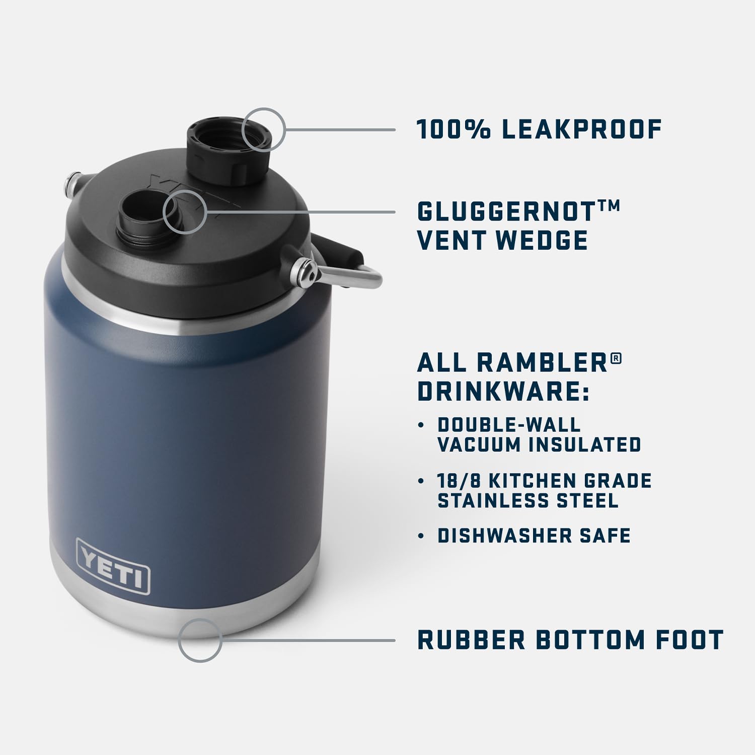 YETI Rambler 2.0 Navy con MagCap, cierre seguro para beber