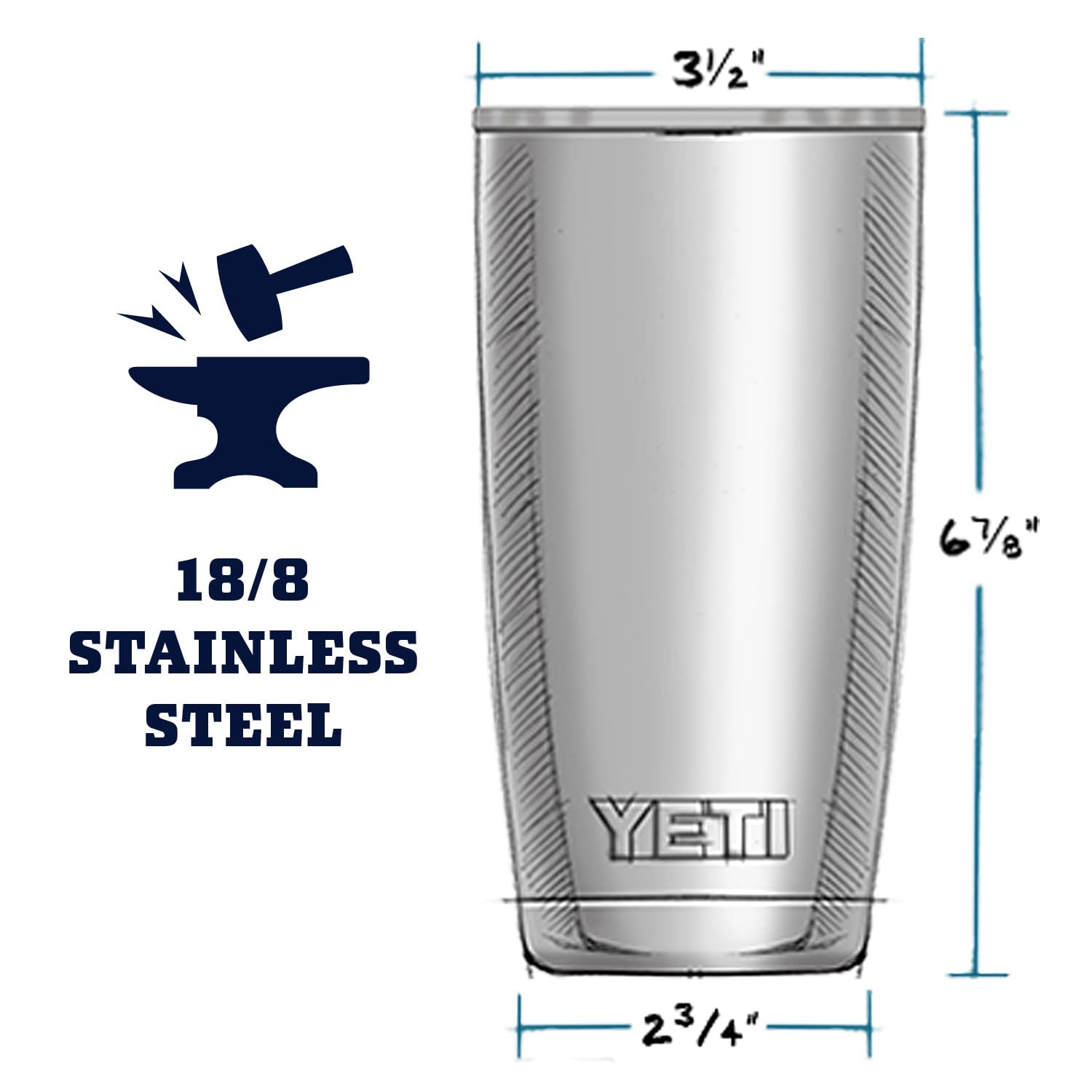 Rambler de YETI con Duracoat resistente al desgaste de color.
