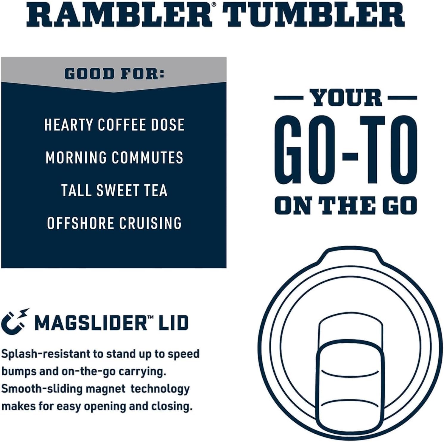 YETI Rambler sin condensación, diseño anti sudor para un agarre cómodo.