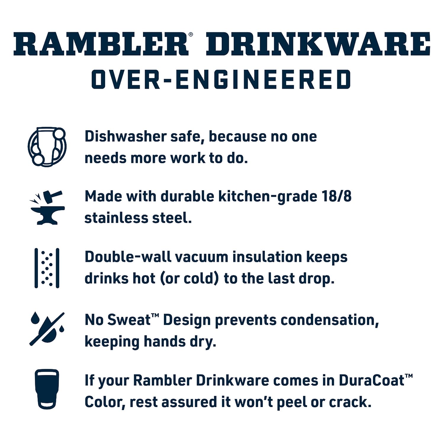 Rambler de YETI con diseño sin sudor para manos secas.