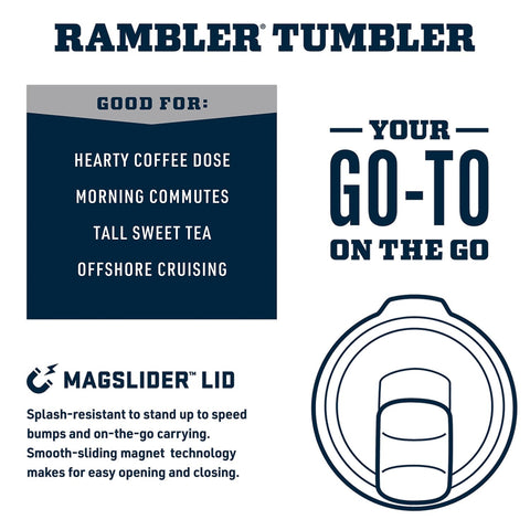 Tapa magnética MagSlider de YETI Rambler para acceso rapido y seguro.