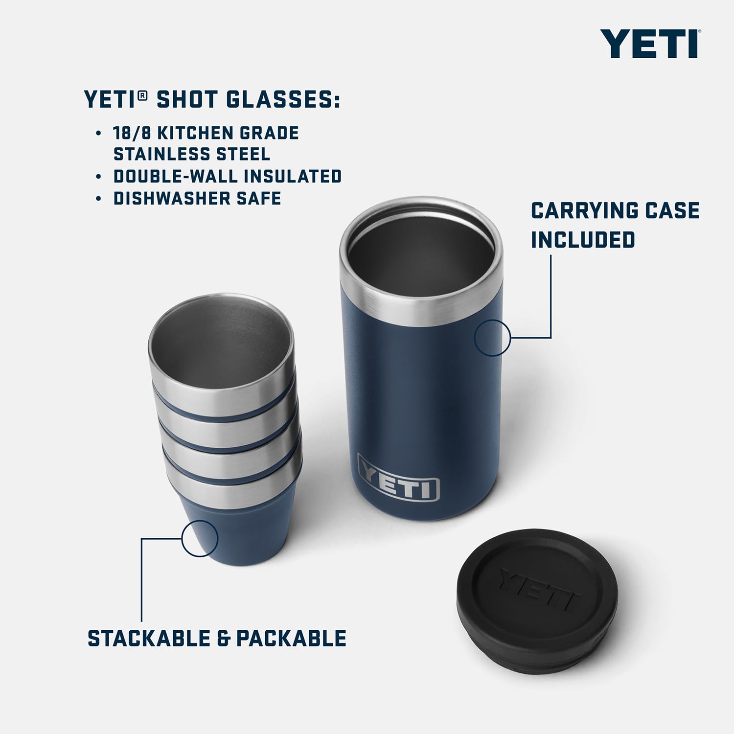 Conjunto de 4 vasos chupito YETI blancos, ideal para compartir