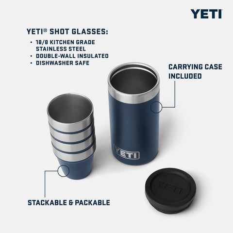 Conjunto de 4 vasos chupito YETI blancos, ideal para compartir