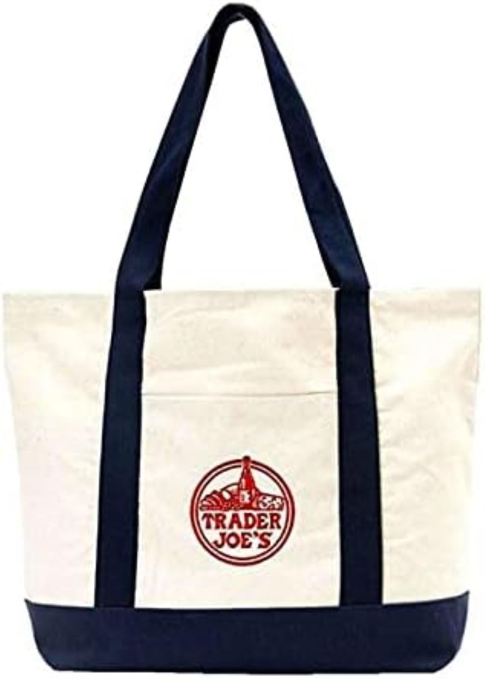YFUG GO Exzma bolsa tote de algodón azul marino para compras diarias.