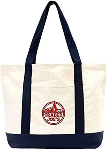 YFUG GO Exzma bolsa tote de algodón azul marino para compras diarias.