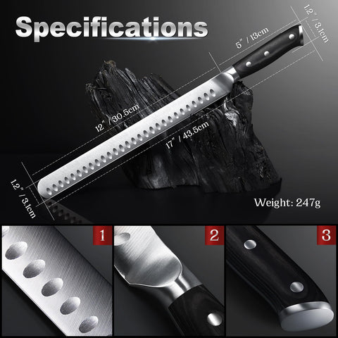 Cuchillo yfwood de 12 pulgadas para rebanadas largas y uniformes