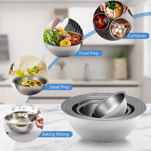 YGFRSTO tazones apilables de acero inoxidable para ahorrar espacio en la cocina.
