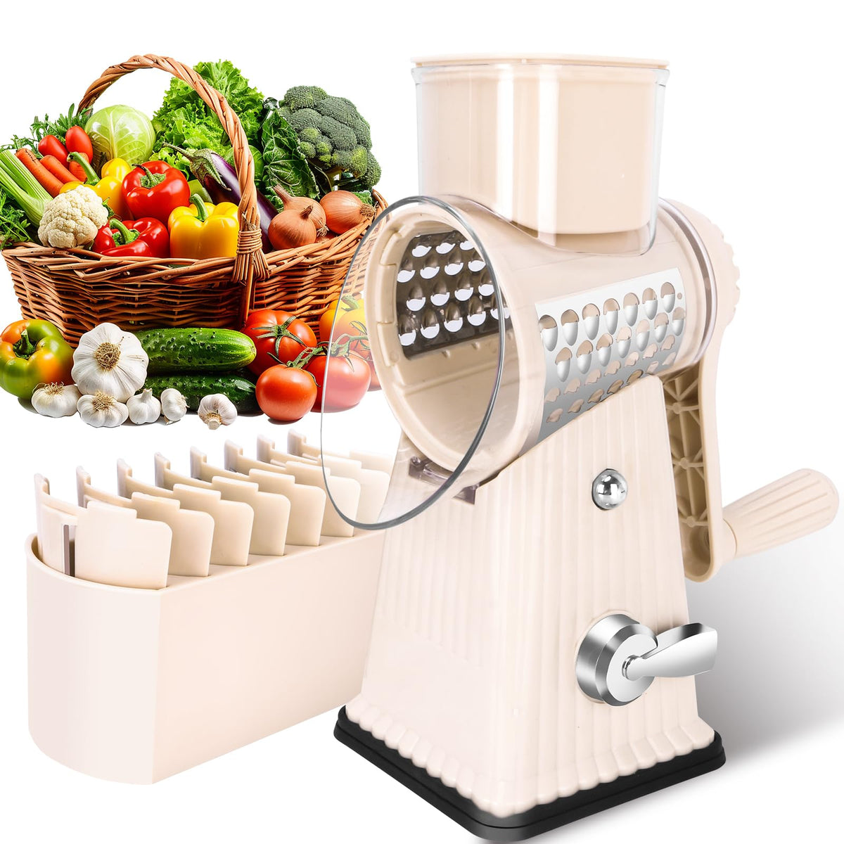Rallador rotatorio YHBRAK con 5 cuchillas para queso, rallado rápido