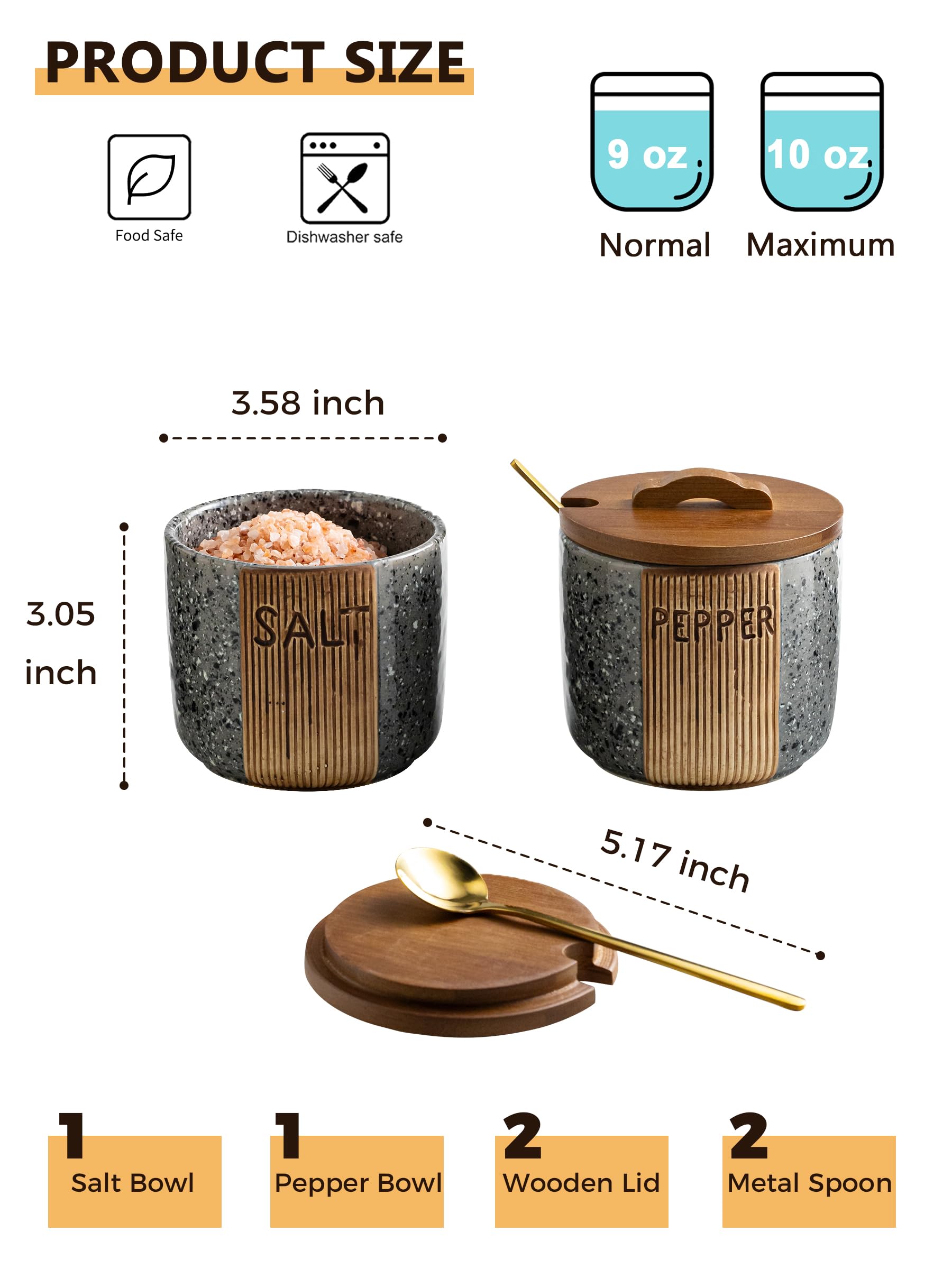 YHOJOY tapa de madera para bol de sal y pimienta mantiene condimentos frescos.