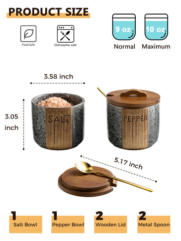 YHOJOY tapa de madera para bol de sal y pimienta mantiene condimentos frescos.