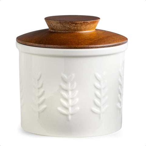 YHOJOY mantequera de cerámica con tapa y relieve, mantiene la mantequilla suave para untar