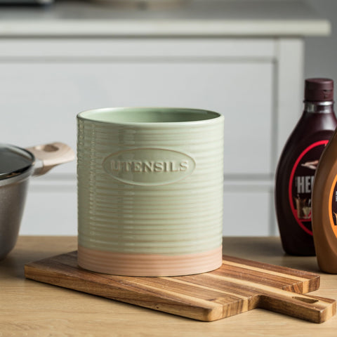 YHOSSEUN porta-utensilios cerámico verde, organización sencilla para herramientas de cocina.