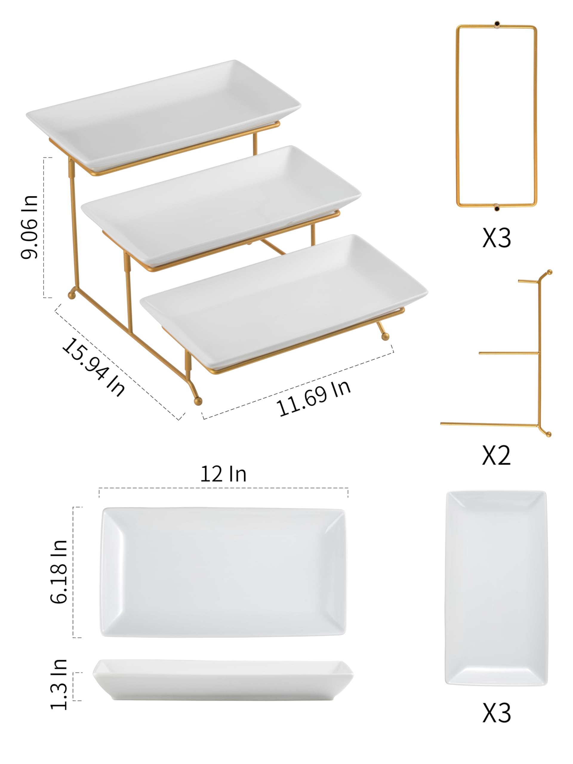 YHOSSEUN platos cerámicos blancos de 11.69 por 6.18 pulgadas para postres
