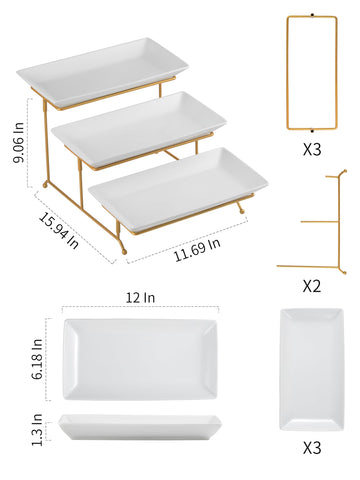 YHOSSEUN platos cerámicos blancos de 11.69 por 6.18 pulgadas para postres